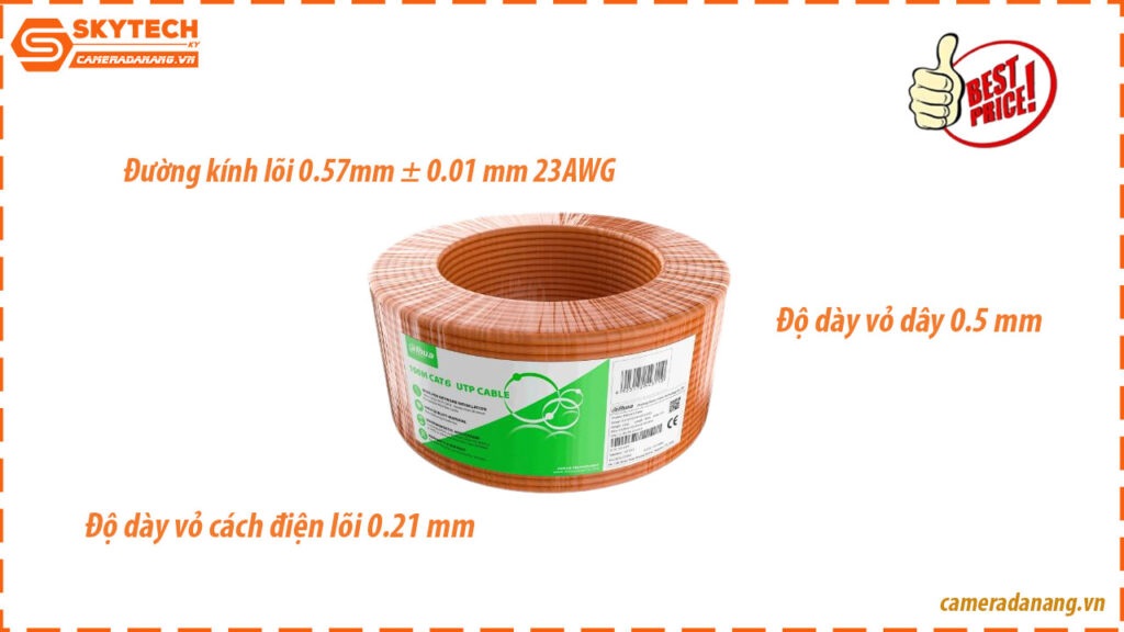 Cáp mạng UTP CAT6 lõi hợp kim Dahua DH PFM922I 6UN C 100