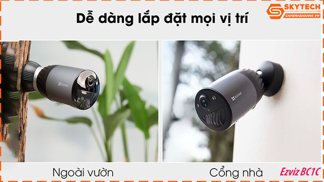 BC1C được thiết kế đặc biệt cho việc lắp đặt ngoài trời và hoạt động bằng PIN, điều này mang lại sự linh hoạt và tiện lợi cho việc lắp đặt. Bạn có thể lắp đặt camera ở bất kỳ vị trí nào mà bạn mong muốn mà không cần khoan đục vào tường và gây mất thẩm mỹ trong không gian.