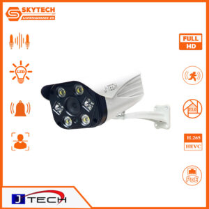 Camera IP J-Tech ngoài trời UAIP8208CS (3MP / Human Detect / Face ID / PoE / Smart Led / Loa)