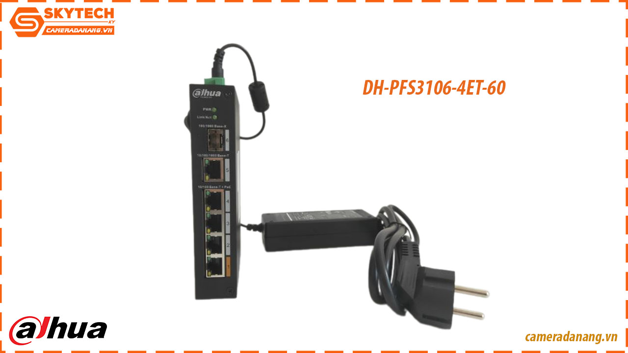 Switch POE 4 port Dahua DH-PFS3106-4ET-60
